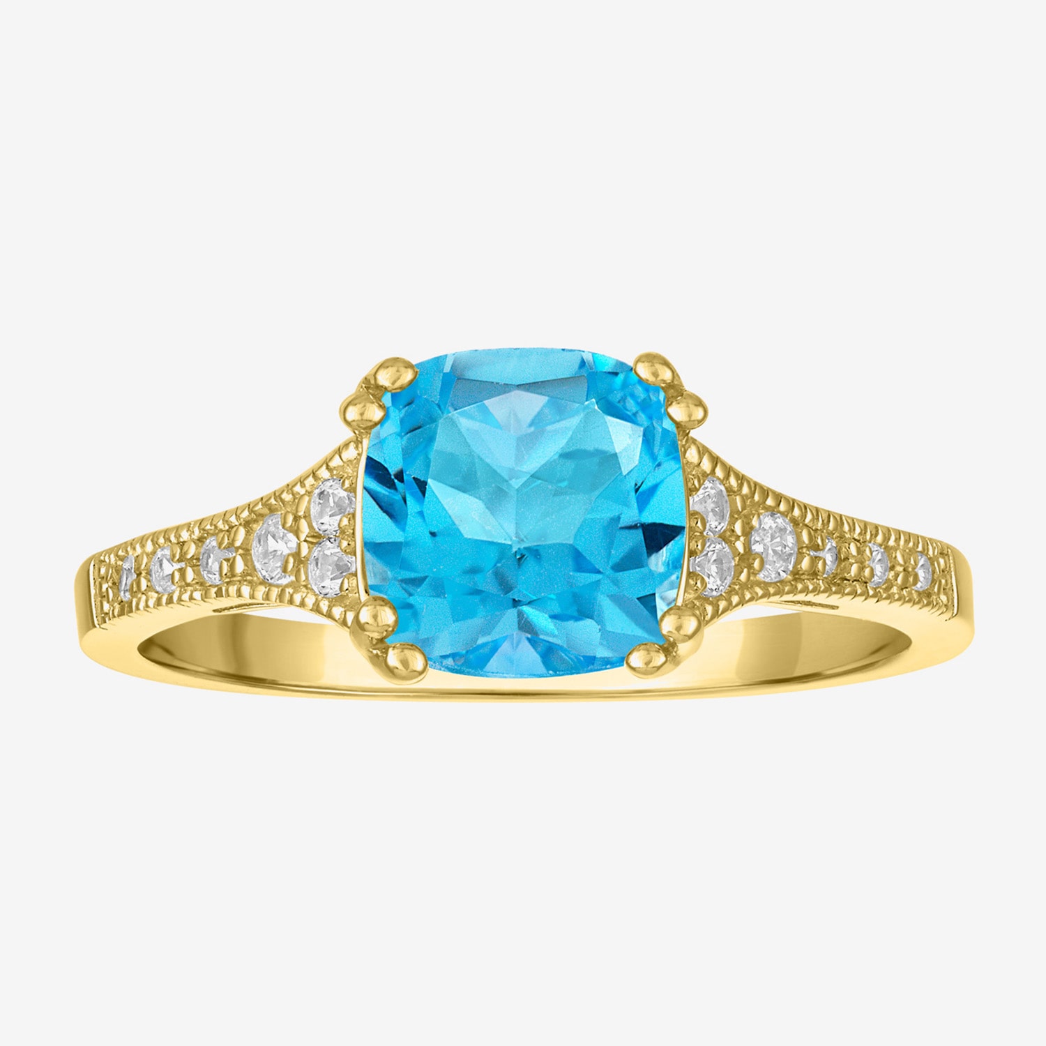 Gemstone 14K Gold Over Silver Cushion Cocktail Ring