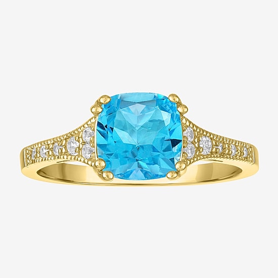 Gemstone 14K Gold Over Silver Cushion Cocktail Ring