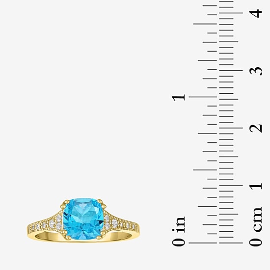 Gemstone 14K Gold Over Silver Cushion Cocktail Ring