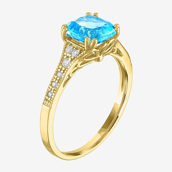 Gemstone 14K Gold Over Silver Cushion Cocktail Ring