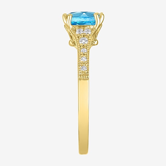 Gemstone 14K Gold Over Silver Cushion Cocktail Ring