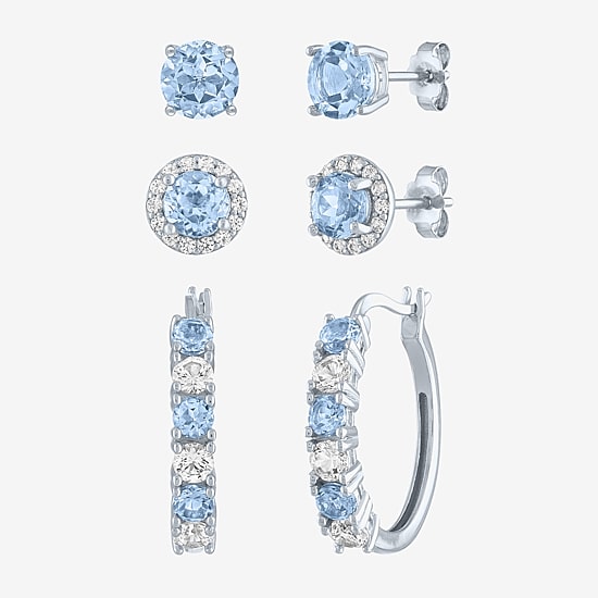 Gemstone Sterling Silver 3 Pair Jewelry Set