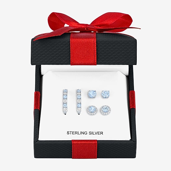 Gemstone Sterling Silver 3 Pair Jewelry Set
