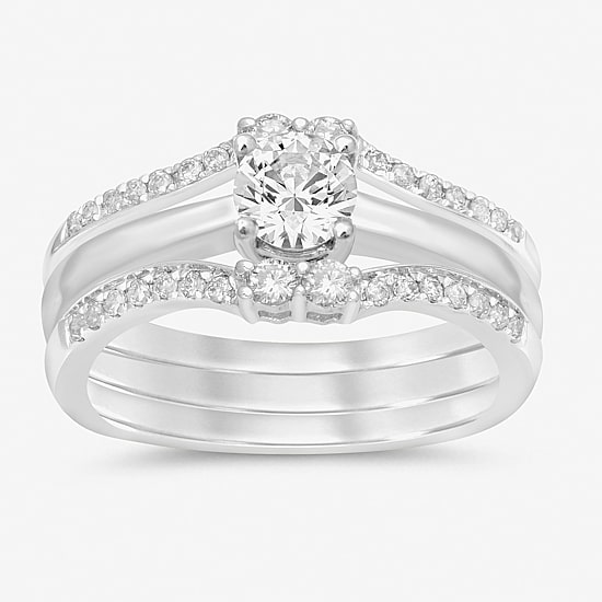 Womens 1/3 CT. T.W. Natural White Diamond 14K Gold Wedding Ring Guard
