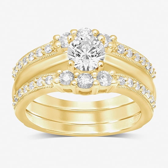 Womens 3/4 CT. T.W. Natural White Diamond 14K Gold Ring Guard
