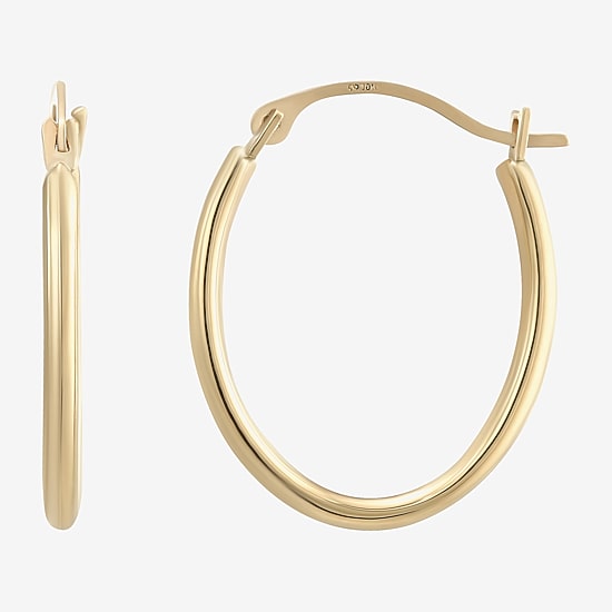 Womens 10K Gold 18mm Oval Hoop Earrings