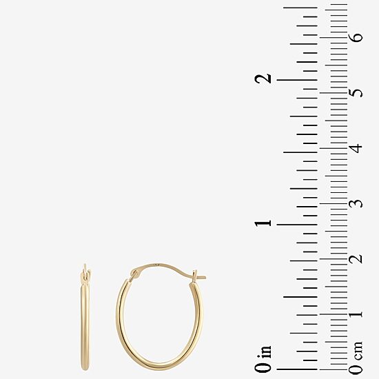 Womens 10K Gold 18mm Oval Hoop Earrings