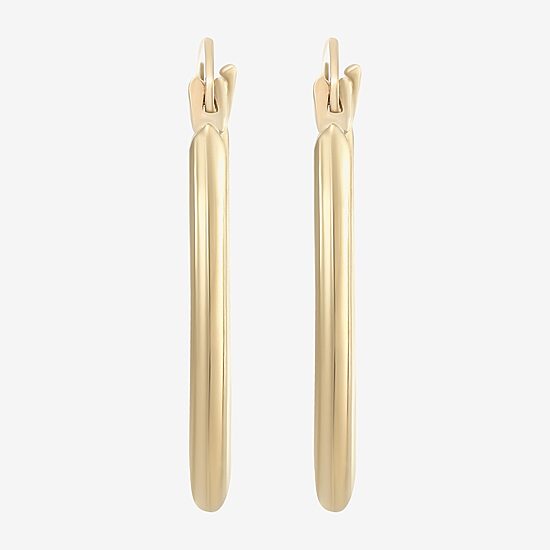 Womens 10K Gold 18mm Oval Hoop Earrings