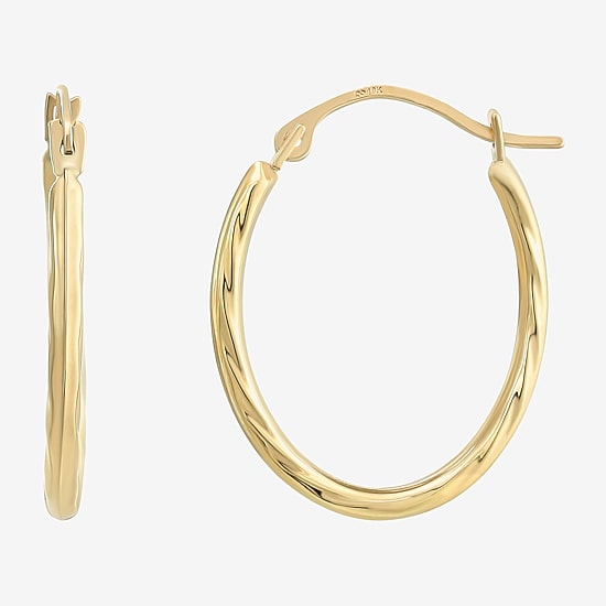 Womens 10K Gold 18mm Round Hoop Earrings