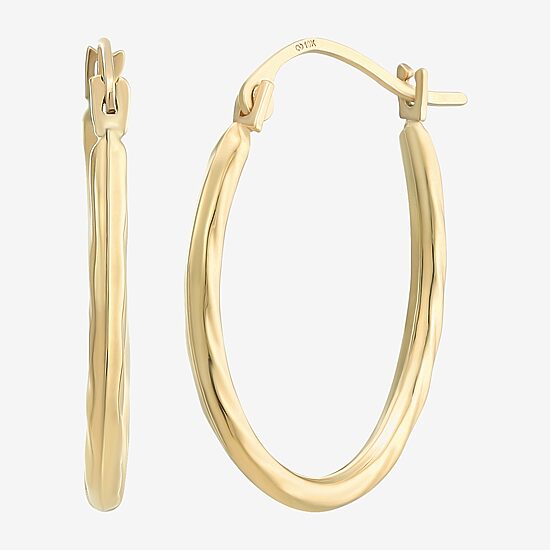 Womens 10K Gold 18mm Round Hoop Earrings