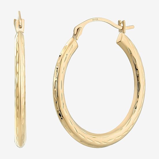 Womens 10K Gold 22mm Round Hoop Earrings