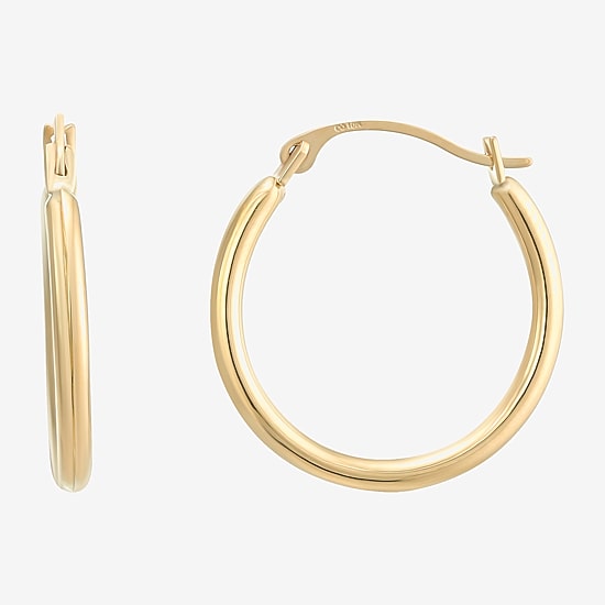 Womens 10K Gold 18mm Round Hoop Earrings