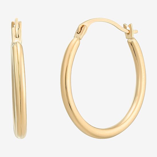 Womens 10K Gold 18mm Round Hoop Earrings