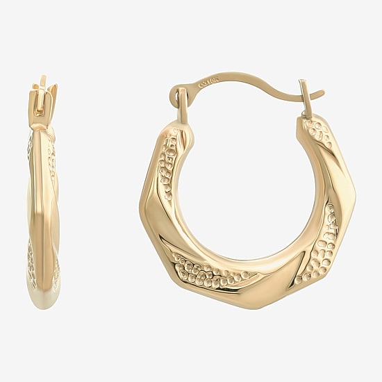 Womens 10K Gold 13mm Round Hoop Earrings