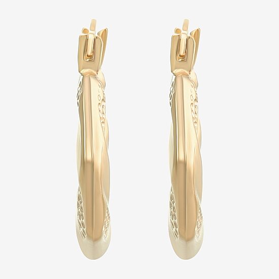Womens 10K Gold 13mm Round Hoop Earrings