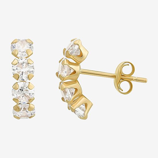 Womens Cubic Zirconia 10K Gold Round 3 Pair Earring Set