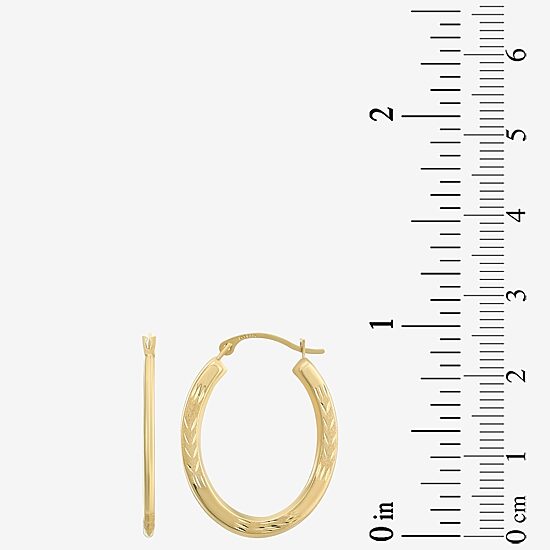 Womens 14K Gold 22mm Oval Hoop Earrings