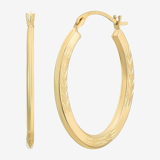 Womens 14K Gold 22mm Oval Hoop Earrings