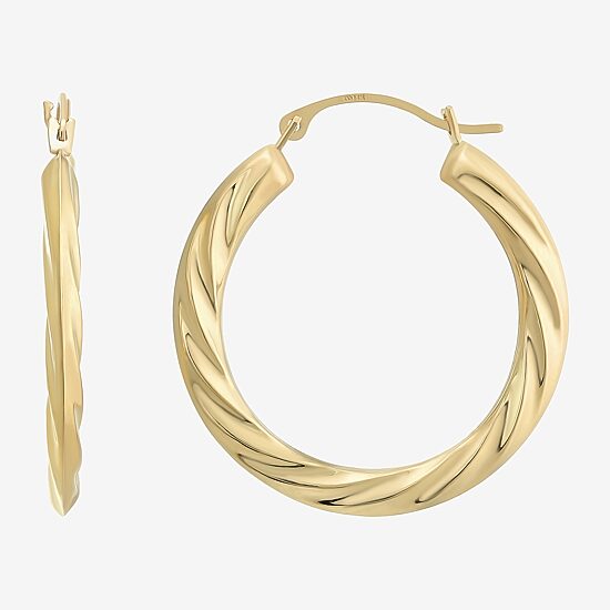 Womens 14K Gold 25mm Round Hoop Earrings