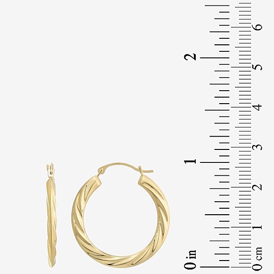 Womens 14K Gold 25mm Round Hoop Earrings
