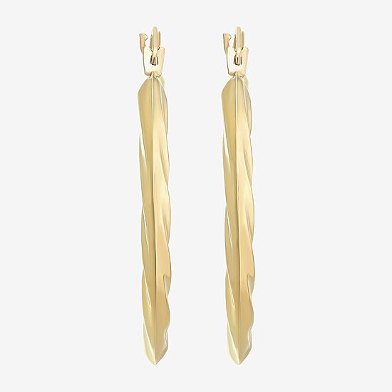 Womens 14K Gold 25mm Round Hoop Earrings