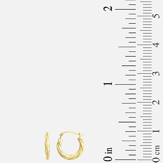 Womens 14K Gold 15mm Round Hoop Earrings