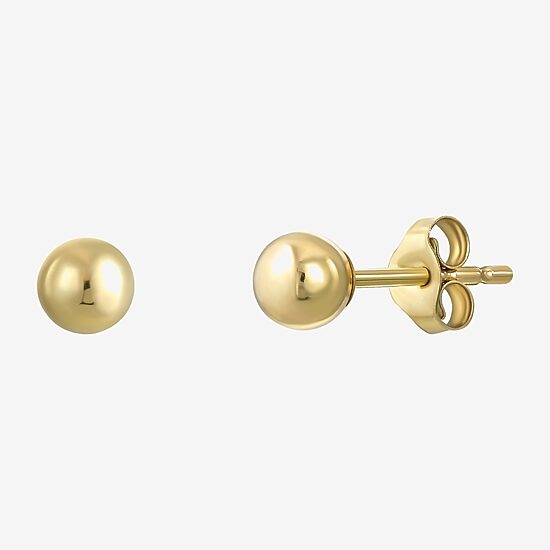 Womens Cubic Zirconia 14K Gold Ball Round 3 Pair Earring Set