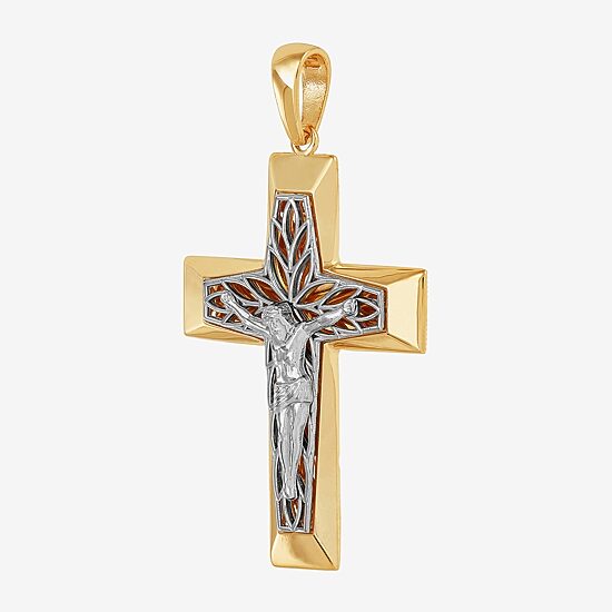 Crucifix Mens 14K Gold Cross Pendant