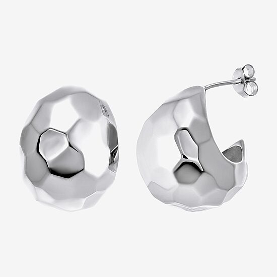Womens Cubic Zirconia Sterling Silver 23mm Round Hoop Earrings