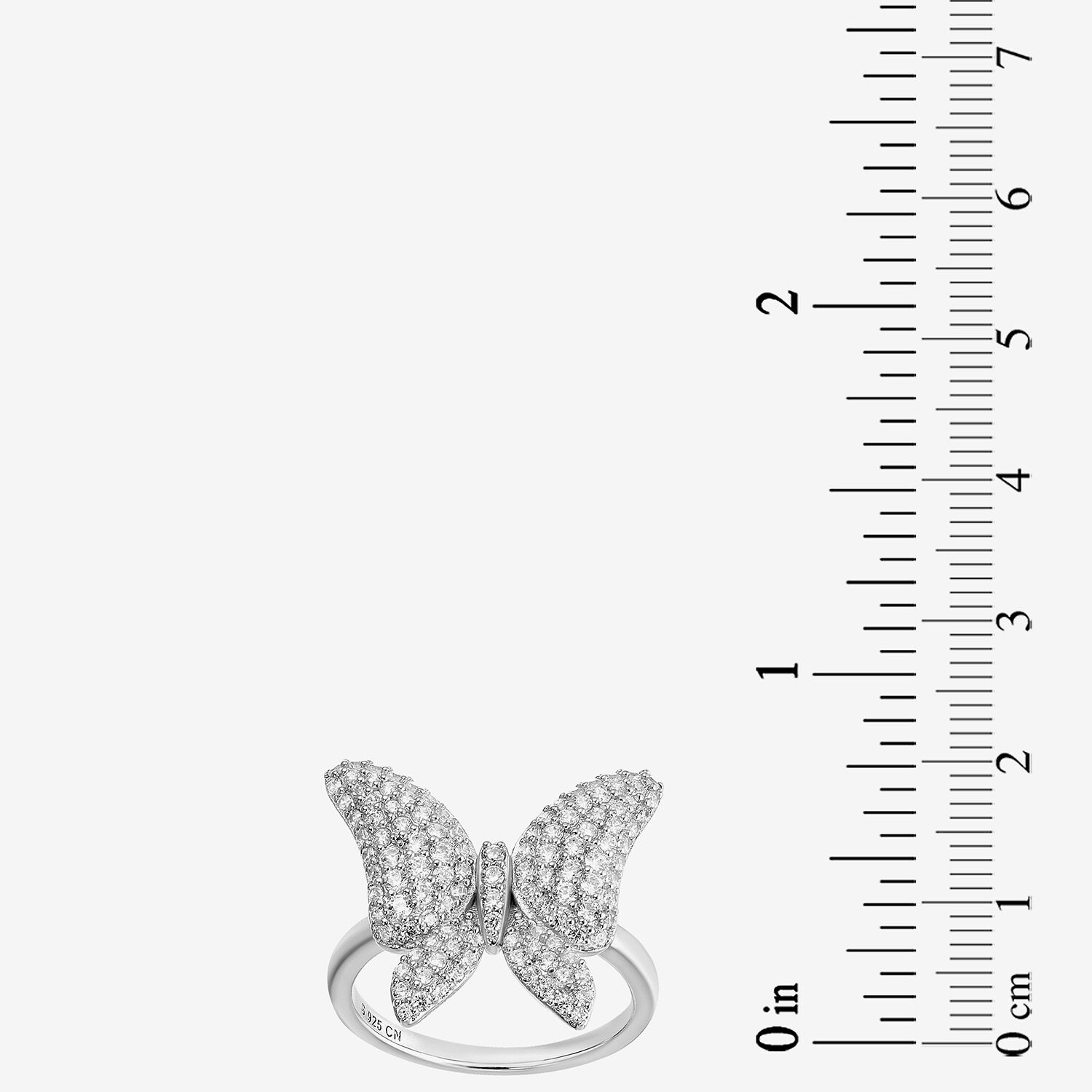 Diamonart Womens 2 CT. T.W. Cubic Zirconia Sterling Silver Butterfly Cocktail Ring