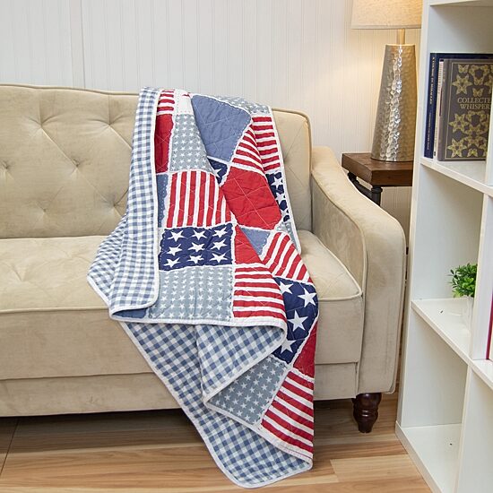 Donna Sharp Star And Stripe Washable Hypoallergenic Midweight Throw