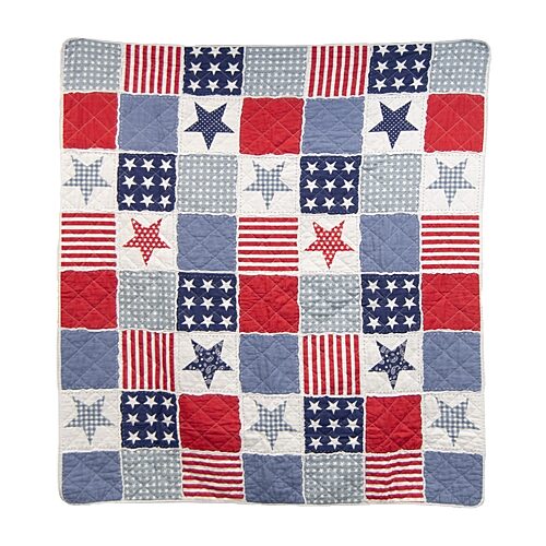 Donna Sharp Star And Stripe Washable Hypoallergenic Midweight Throw, One Size, Blue