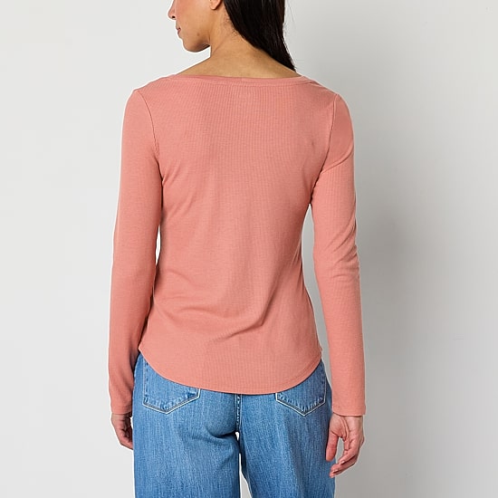 a.n.a Womens Long Sleeve Henley Shirt