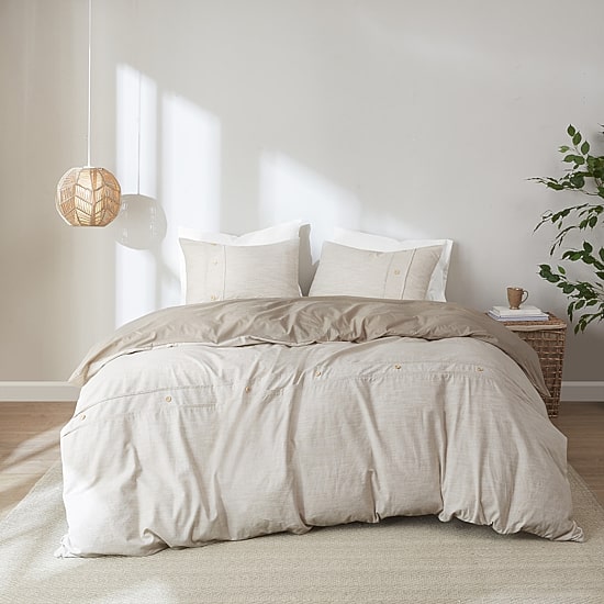 Madison Park Blakely 3 Piece Organic Cotton Oversized Duvet Cover Set