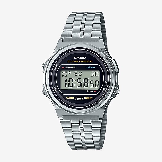 Casio Mens Black Stainless Steel Bracelet Watch A171we-1a
