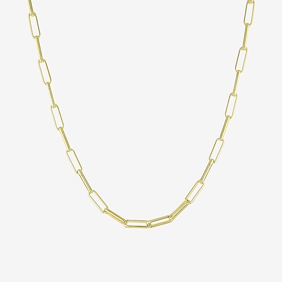 Silver Reflections 24K Gold Over Brass Paperclip Chain Necklace