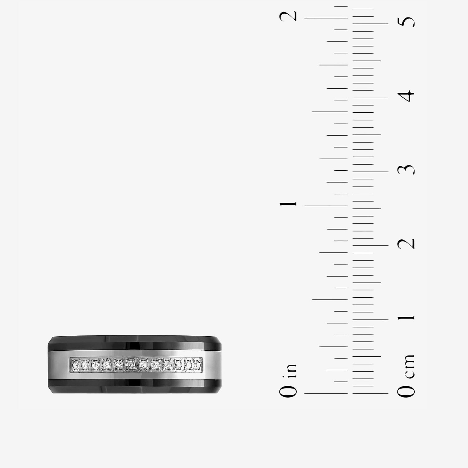Mens 8MM 1/7 CT. T.W. Natural White Diamond Ceramic Stainless Steel Wedding Band