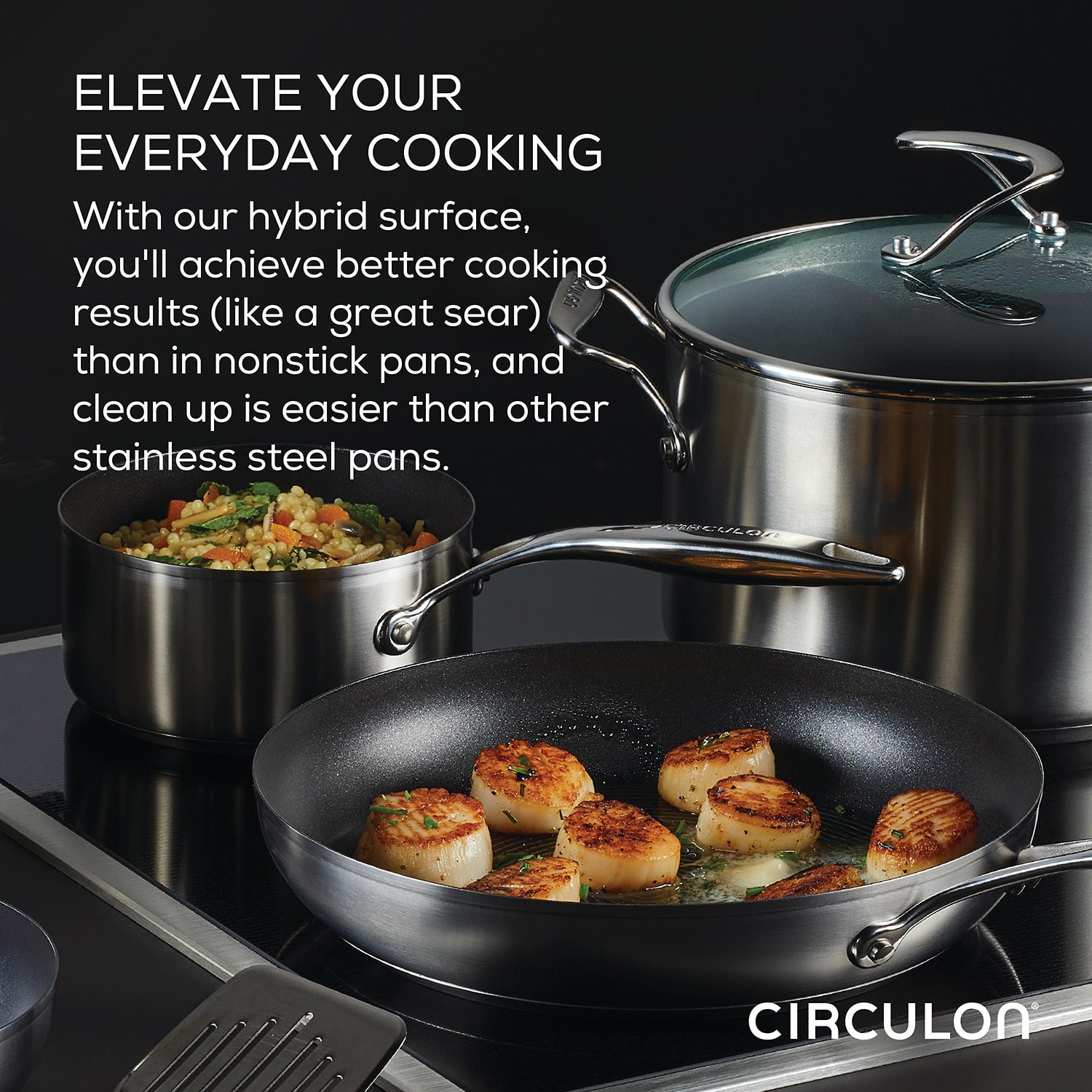 Circulon Steelshield Stainless Steel Cookware Set and Spatula