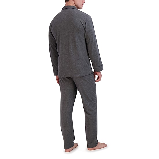 Hanes Mens Knit Long Sleeve 2-pc. Pant Pajama Set