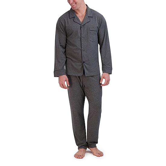 Hanes Mens Knit Long Sleeve 2-pc. Pant Pajama Set