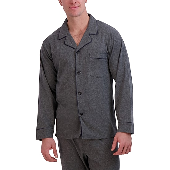 Hanes Mens Knit Big Long Sleeve 2-pc. Pant Pajama Set