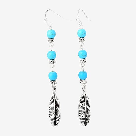 JS Jessica Simpson Womens Turquoise Turquoise Drop Earrings