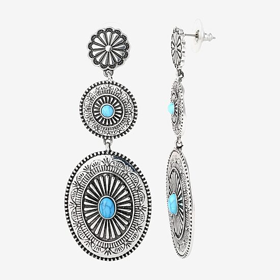 JS Jessica Simpson Womens Turquoise Turquoise Drop Earrings