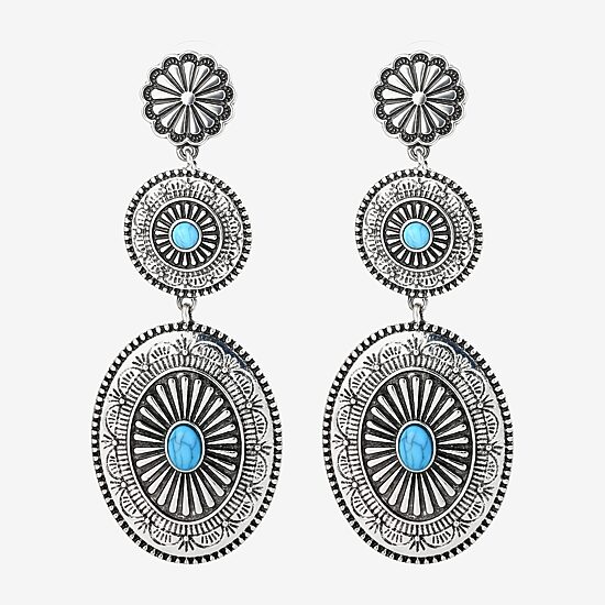 JS Jessica Simpson Womens Turquoise Turquoise Drop Earrings