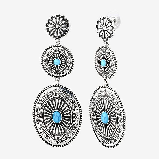 JS Jessica Simpson Womens Turquoise Turquoise Drop Earrings
