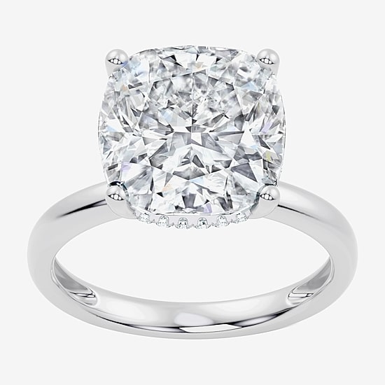 Signature By Modern Bride (F / Vs2) Womens 8 1/10 Ct. T.W. Lab Grown White Diamond 14K Gold Cushion Engagement Ring