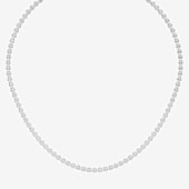 (F / Vs2) Womens White Diamond Sterling Silver 17 Inch Tennis Necklace