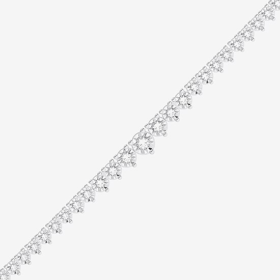 (F / Vs2) Womens White Diamond Sterling Silver 18 Inch Tennis Necklace