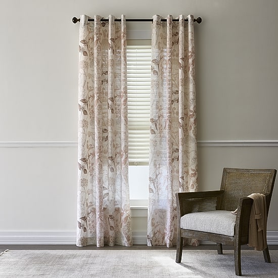 Fieldcrest Arden Garden Grommet Top Sheer Single Curtain Panel