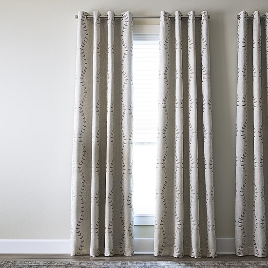 Max Blackout Lindley Linen Blend Embroidered Grommet Top Embroidered 100% Blackout Single Curtain Panel